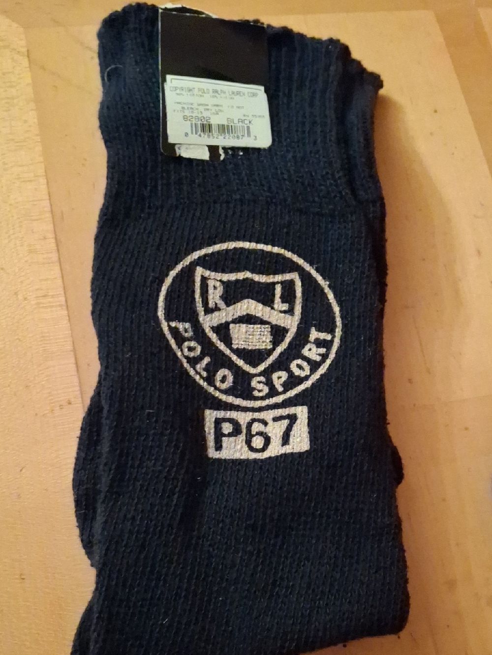 Polo by Ralph Lauren Black Crew Socks with White Polo Sport Logo